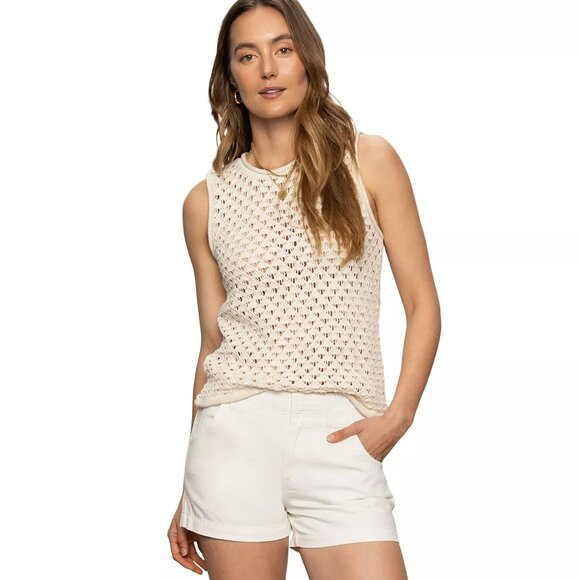 Sanctuary Tops - 69$ Sanctuary Cotton Open-Stitch Sleeveless Tank Top Women's Size L Eco Natural